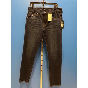 True Religion Rocco Relaxed Skinny Big T Flap Jeans W33 L32 Dark Midnight Wash D